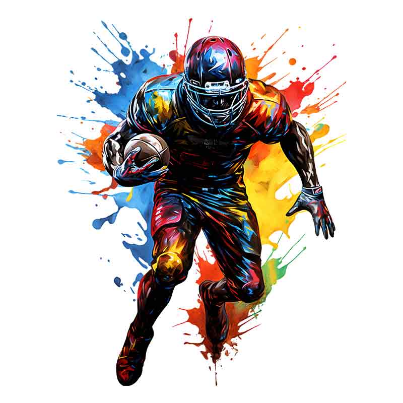 Football Player with Ball Splashes (DTF Transfer)