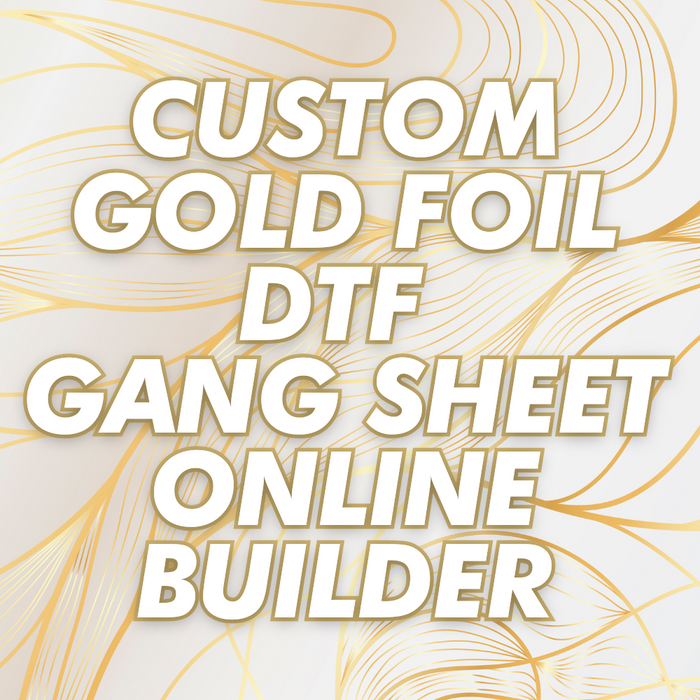 Gold foil DTF transfer with metallic finish on dark garment