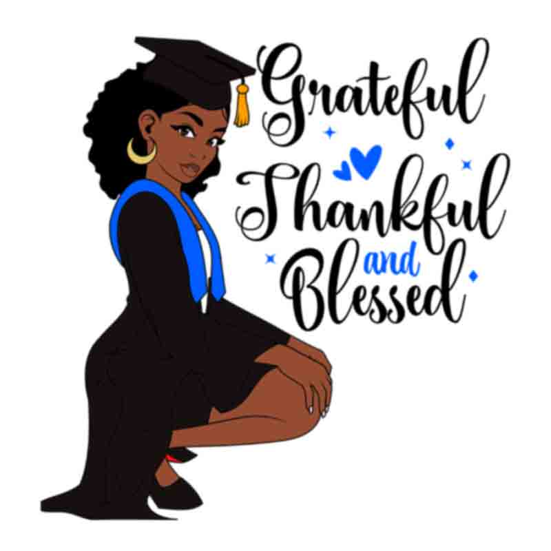 Grateful Graduation Black Woman Afro Short (DTF Transfer)