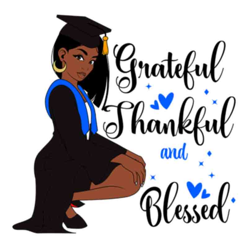 Grateful Graduation Black Woman Straight Short (DTF Transfer)