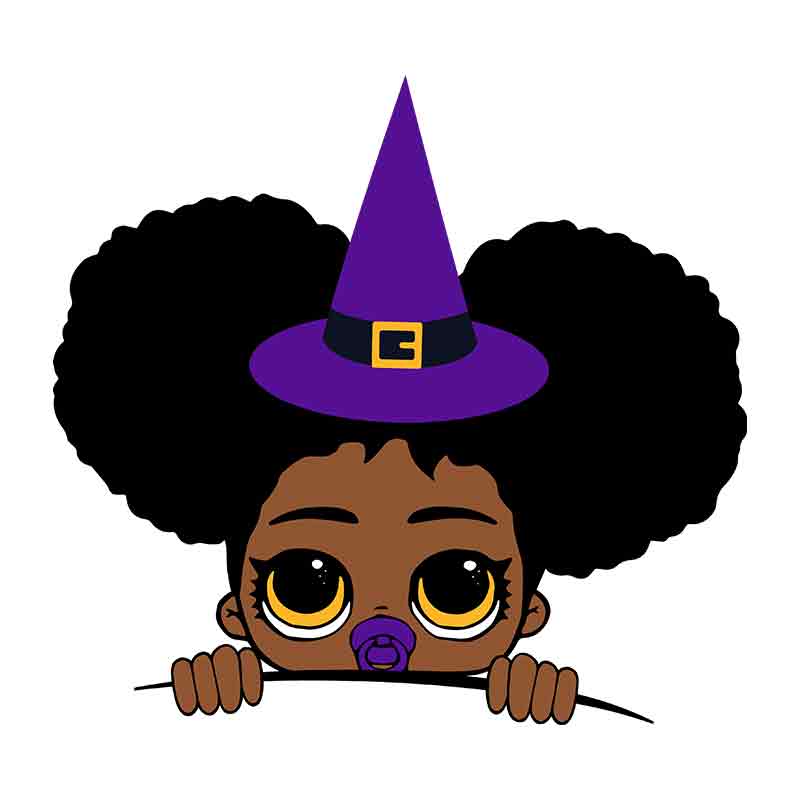 Halloween Afro Baby Girl Peeking (DTF Transfer)
