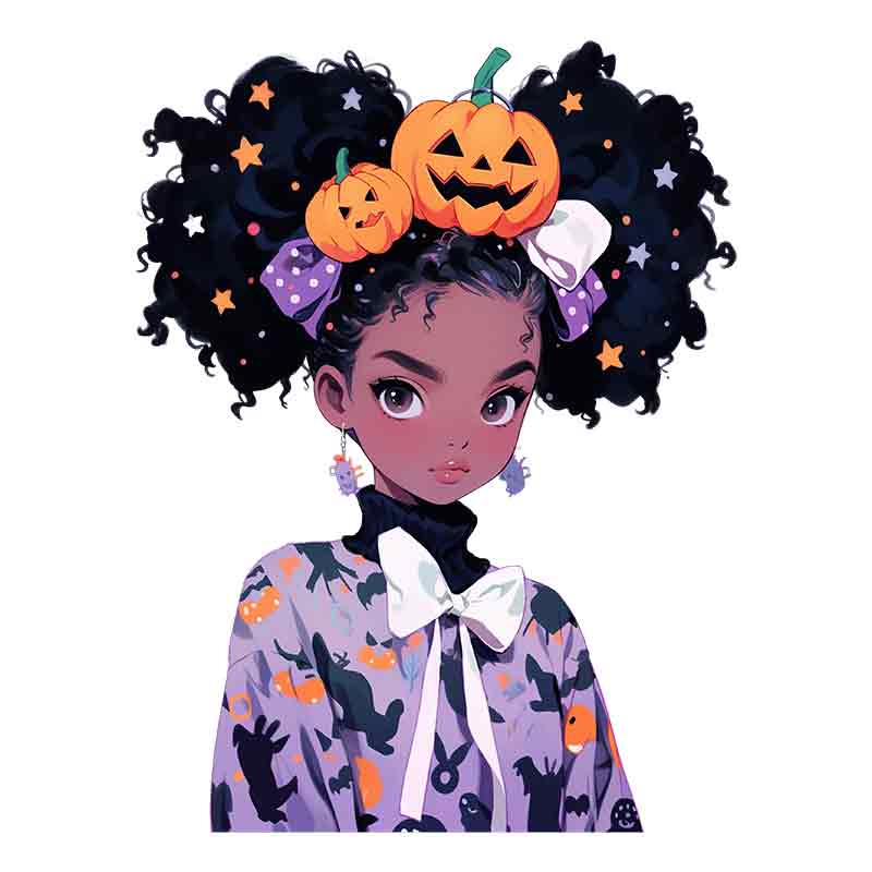 Halloween Black Girl Star Filled Hair (DTF Transfer)