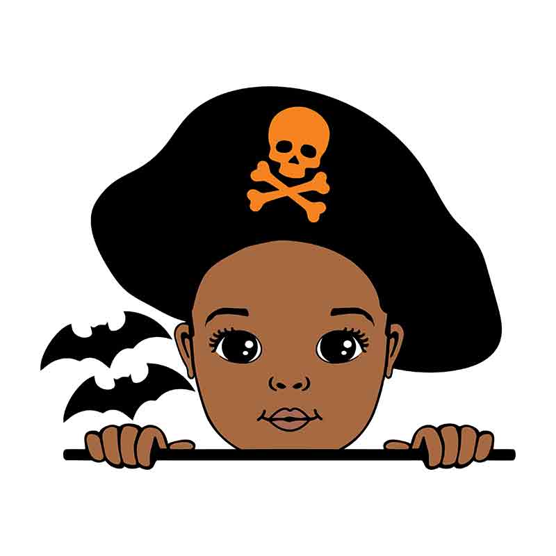 Halloween Pirate Peeking Little Black Boy (DTF Transfer)