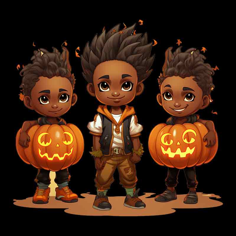 Halloween Black Boys Celebrating (DTF Transfer)