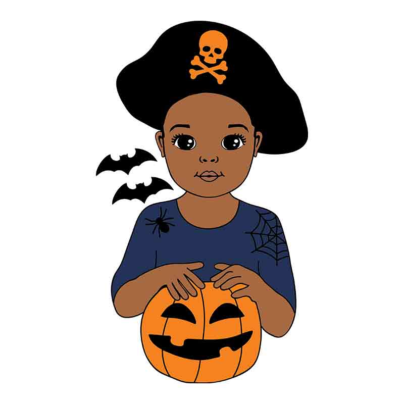 Halloween Pirate Little Black Boy Sitting (DTF Transfer)