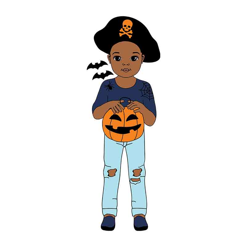 Halloween Pirate Little Black Boy Standing (DTF Transfer)