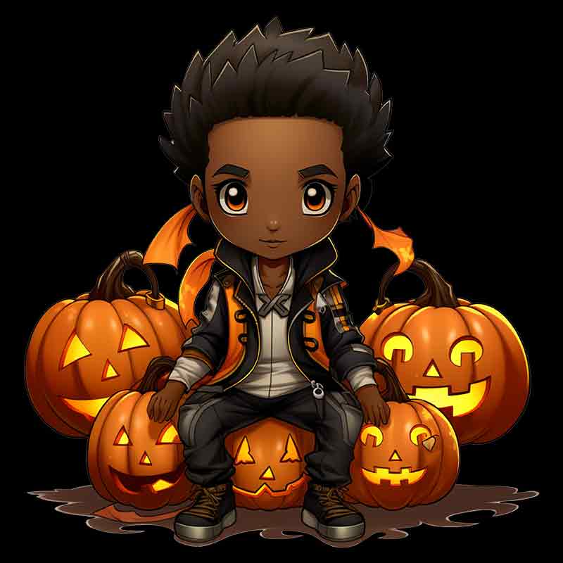 Halloween Pumpkins Black Boy (DTF Transfer)