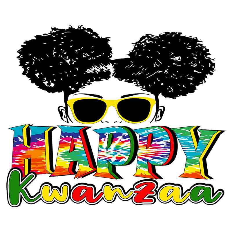 Happy Kwanzaa Twin Messy Buns (DTF Transfer)