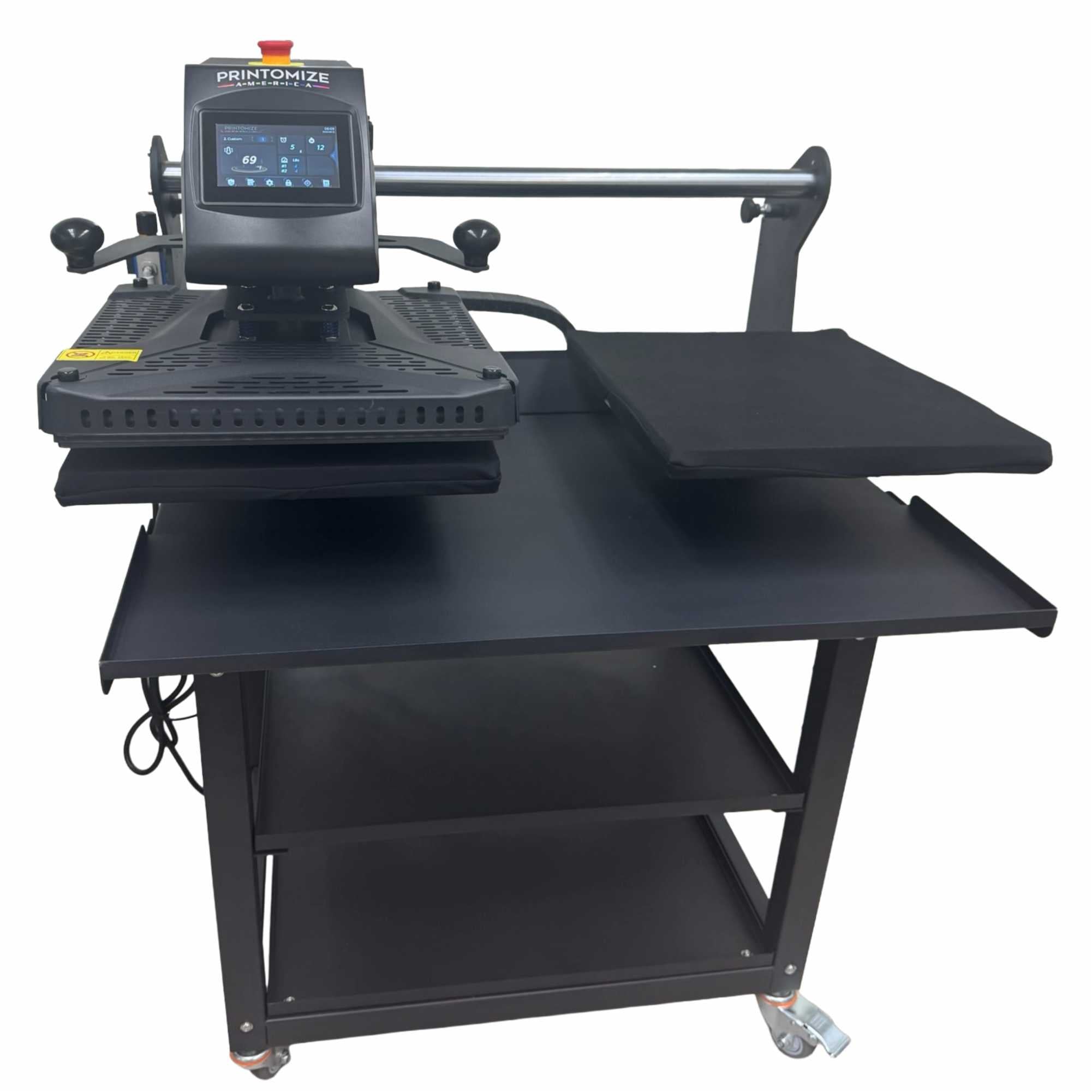 Hyper Stamp 16" x 20" Double Station Heat Press with Smart Control Touch Screen by Printomize America showcasing heavy-duty design for custom printing.