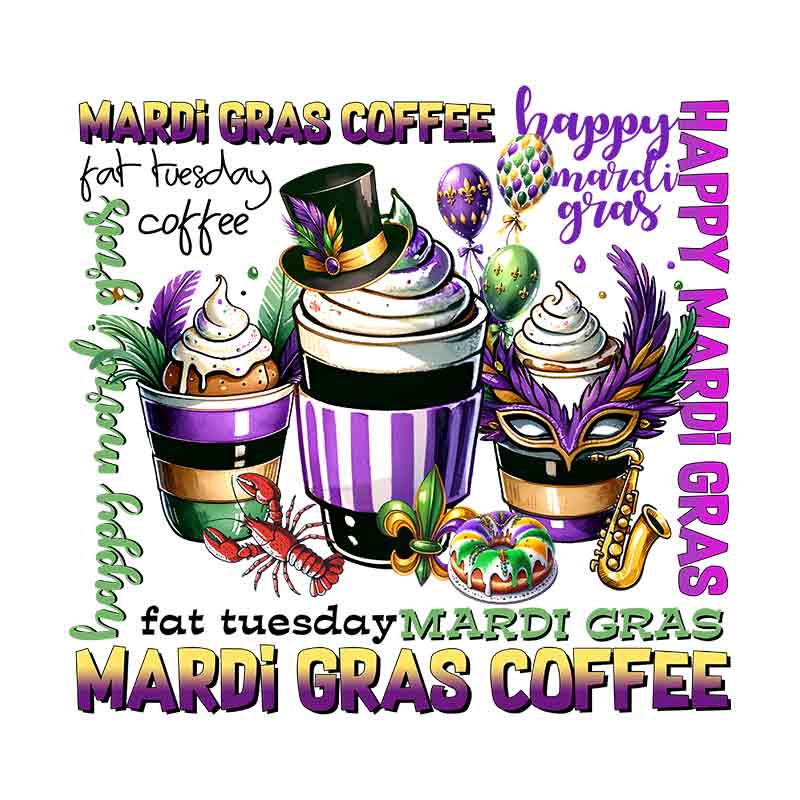Mardi Gras Coffee (DTF Transfer)