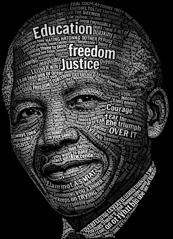 Mandela Calligram (for black shirts only) - STK07565 (DTF Transfers)