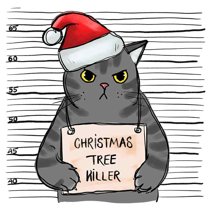 poorly drawn cats on X: if he can't eat the christmas tree he'll become  one  / X