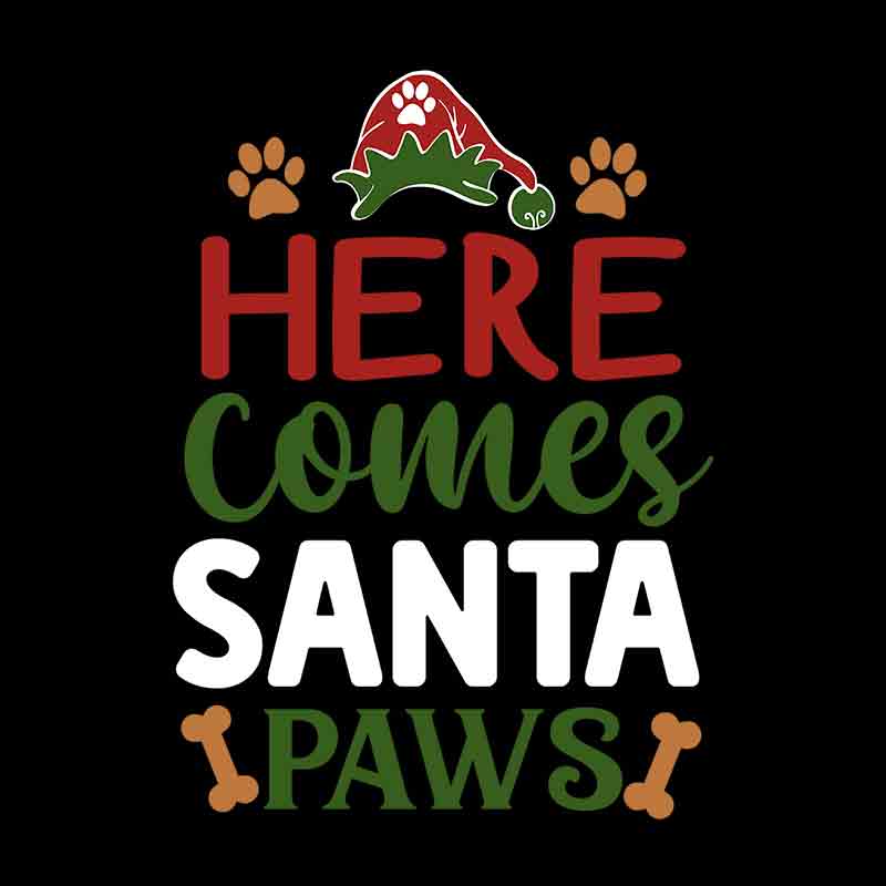 Pets - Here Comes Santa Paws (DTF Transfer)