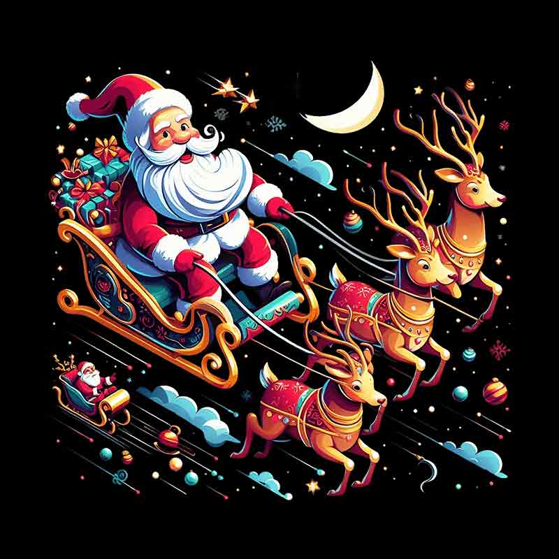 Santa And Reindeers (DTF Transfer)