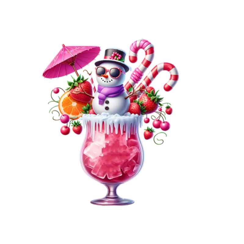 Snowman in Drink Christmas in July (DTF Transfer)