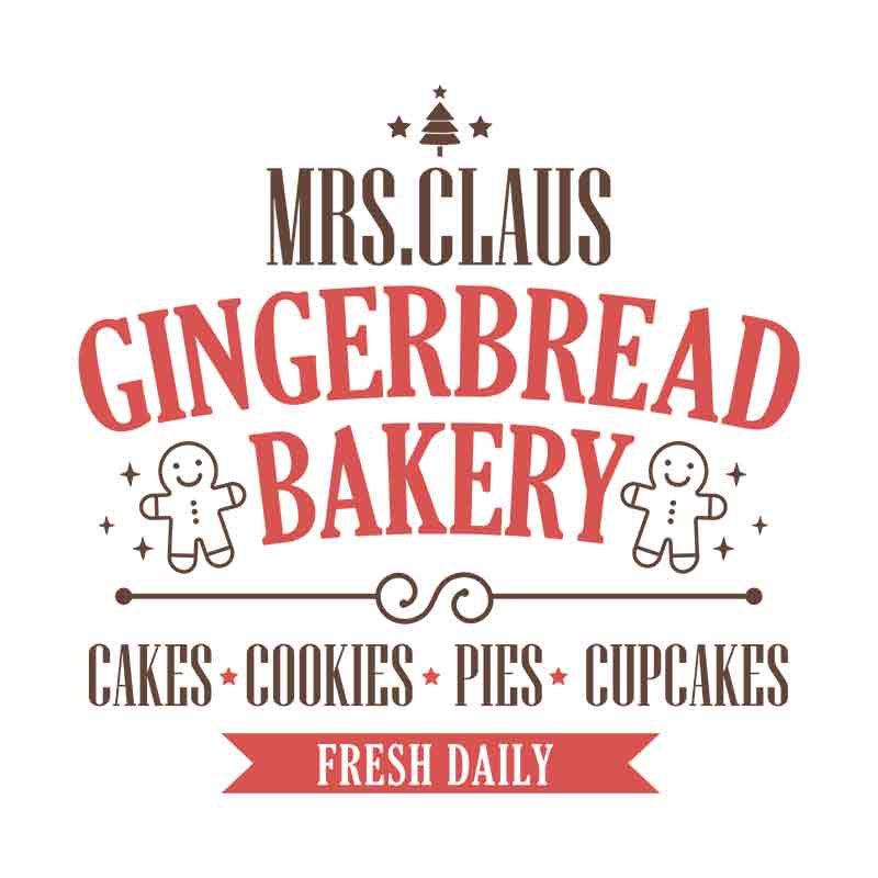 Vintage Mrs Claus Gingerbread Bakery (DTF Transfer)
