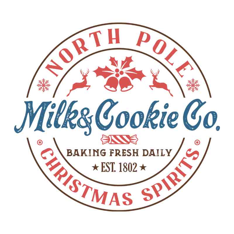 Vintage North Pole Milk and Cookie Co (DTF Transfer)