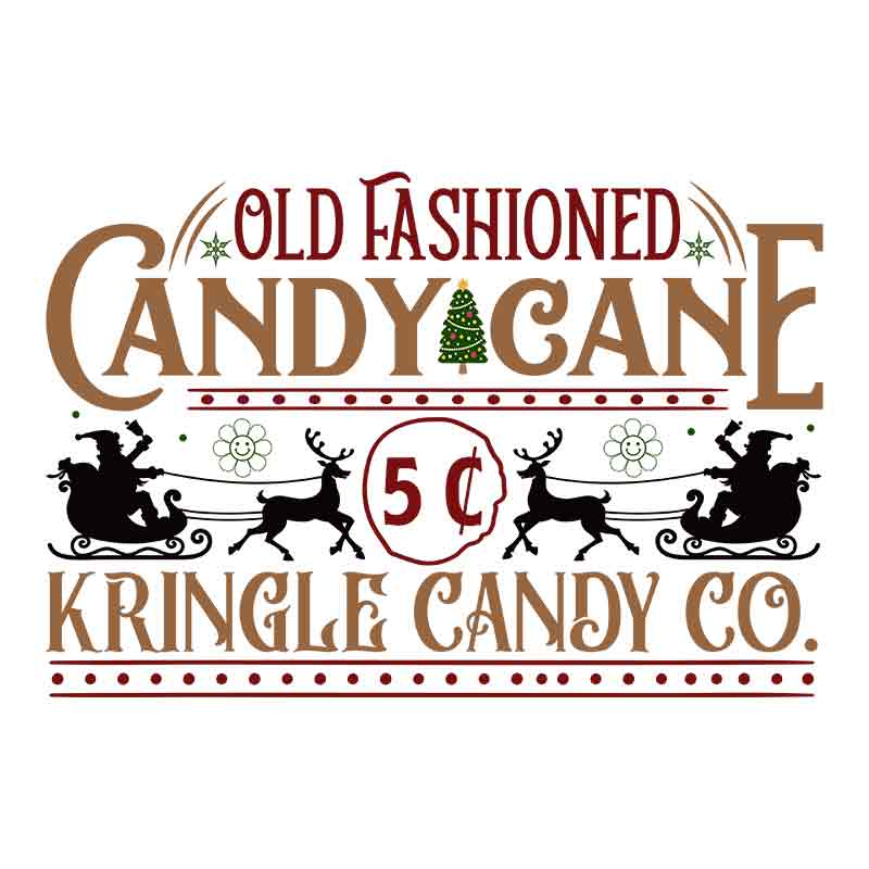 Vintage Old Fashioned Candy Cane Kringle Candy Co (DTF Transfer)