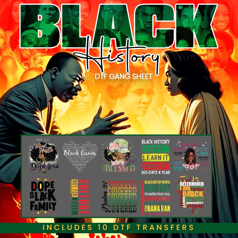 Black History DTF Transferbogen Nr. 1 - 10 Designs