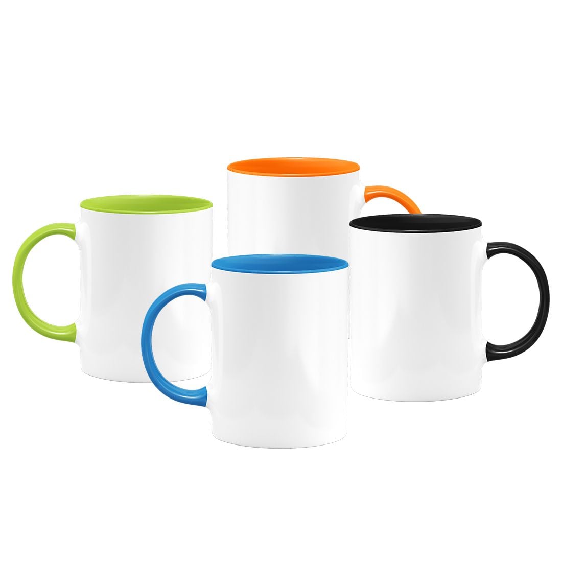 White Ceramic Sublimation Mug w/ Colored Inner & Handle - 11oz