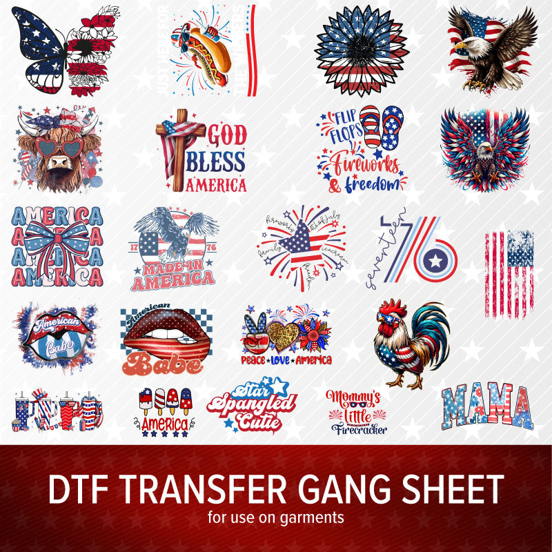 Delonda's 4th of July DTF Gang Sheet (21 transfers) (22" x 108")