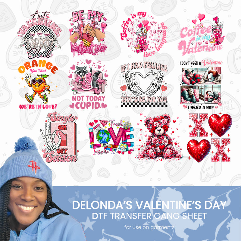 Delondas Valentine's DTF Gang Sheet V2 (12 Transfers)