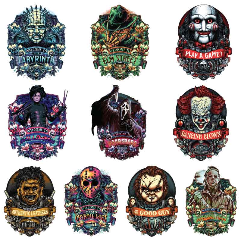 Halloween Killers #1 DTF Transfers Gang Sheet - 10 Designs