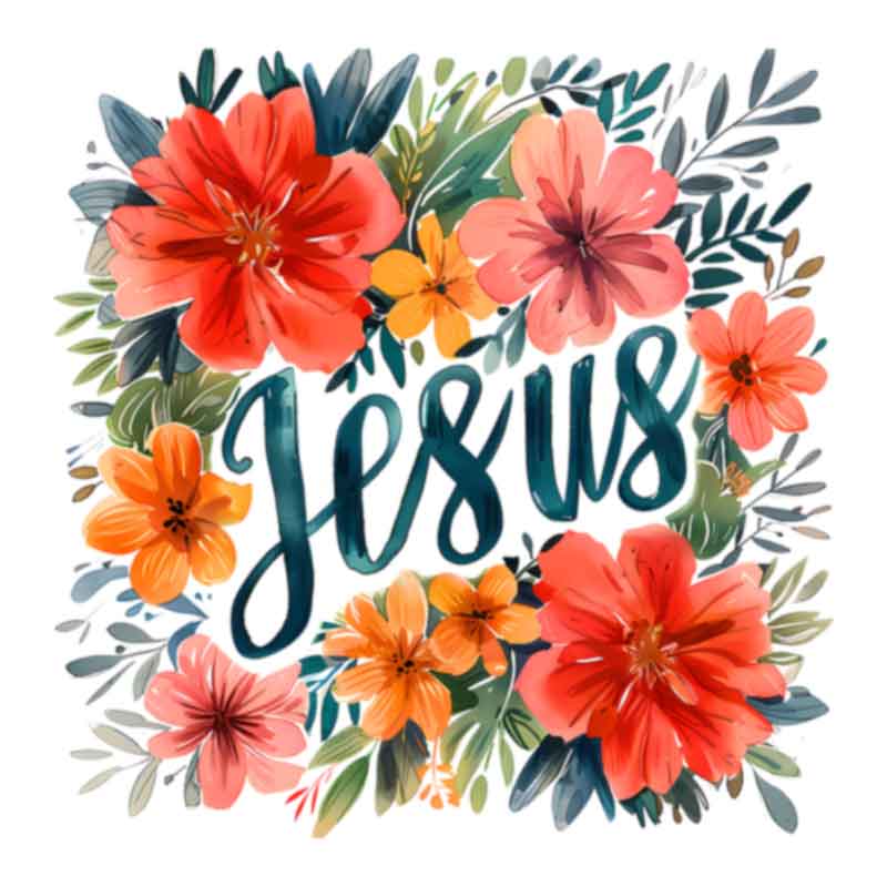 Jesus 2 - Floral (DTF Transfer)