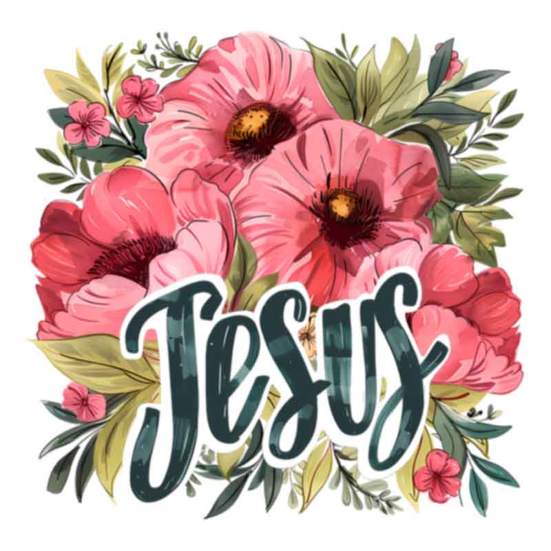 Jesus 3 - Floral (DTF Transfer)