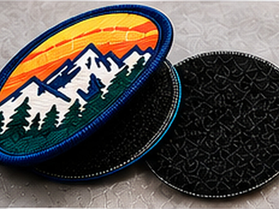 Custom patch with hook and loop backing separated to show both components