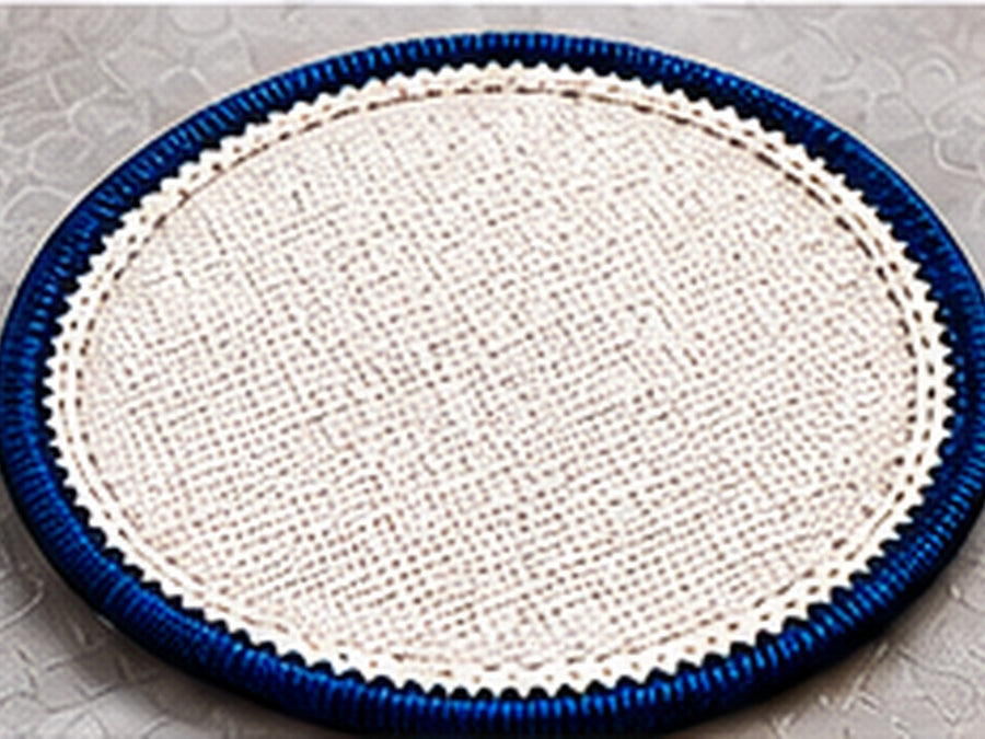 Underside of a sew-on custom patch showing the plain textile backing