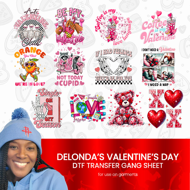 Delondas Valentine's DTF Gang Sheet V1 (12 Transfers)
