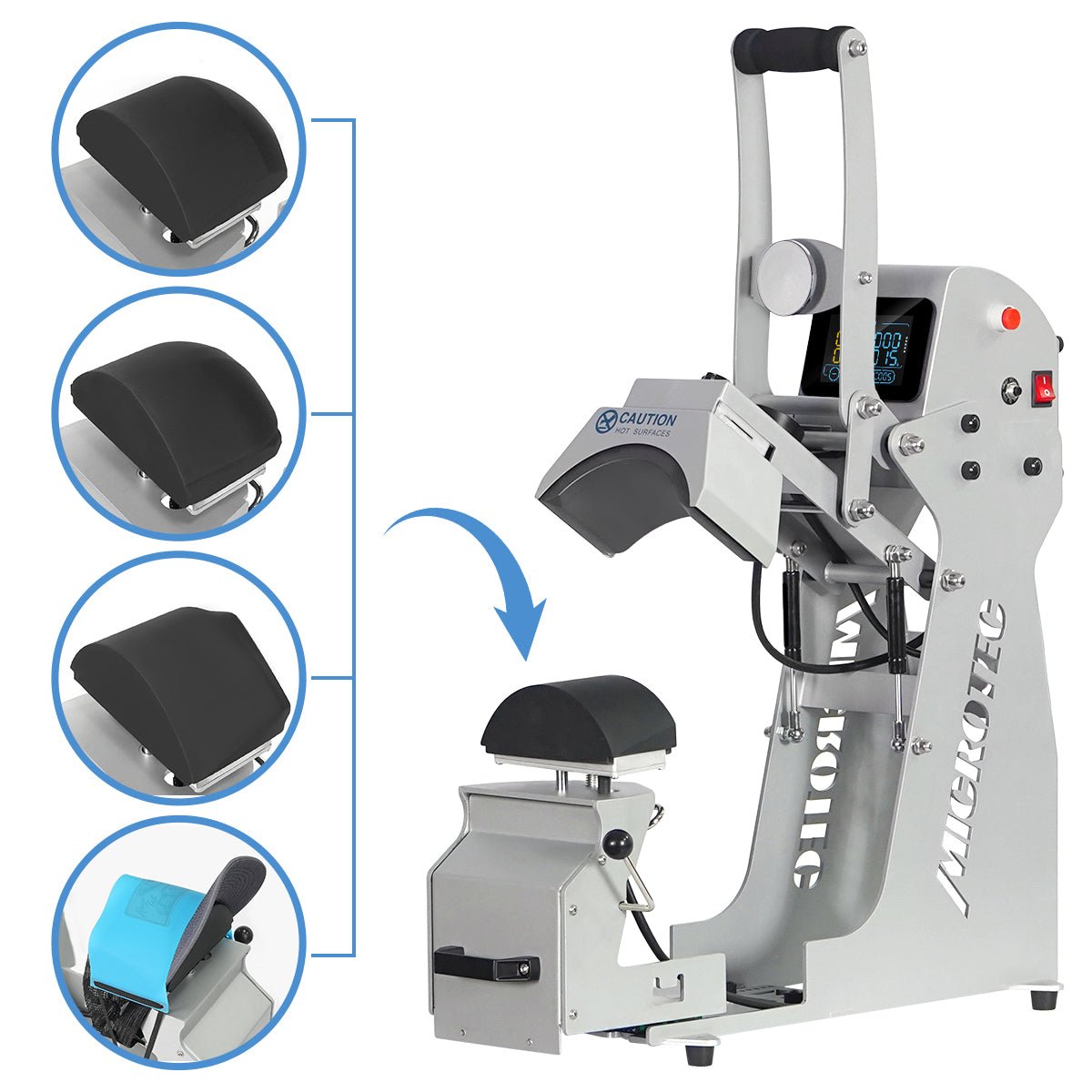 Titan Dual Heat Slide Out Cap Press Includes 4 Interchangeable Silicon Cap Pads