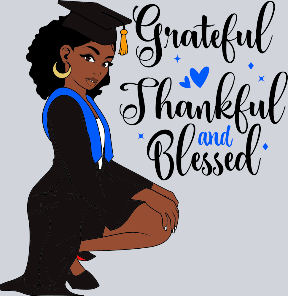 Grateful Graduation Black Woman Afro Short - STK02423