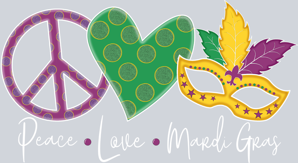 Peace Love Mardi Gras White - STK04763