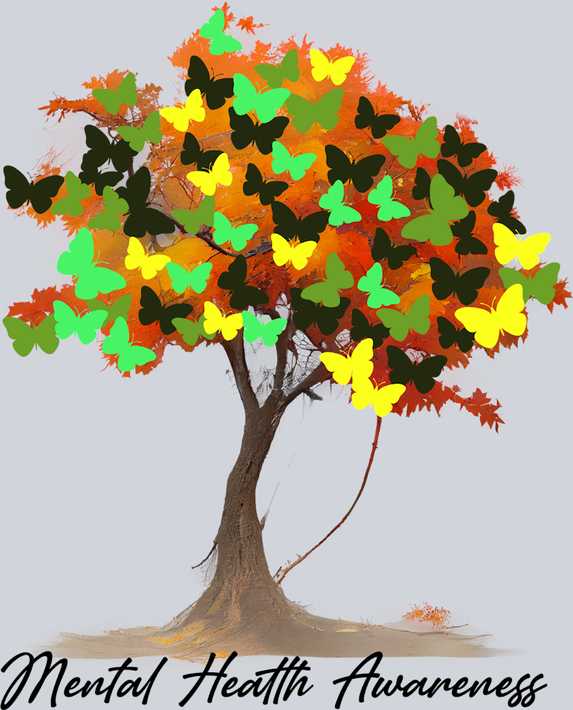 Mental Health Awareness Butterfly Tree  - STK04184