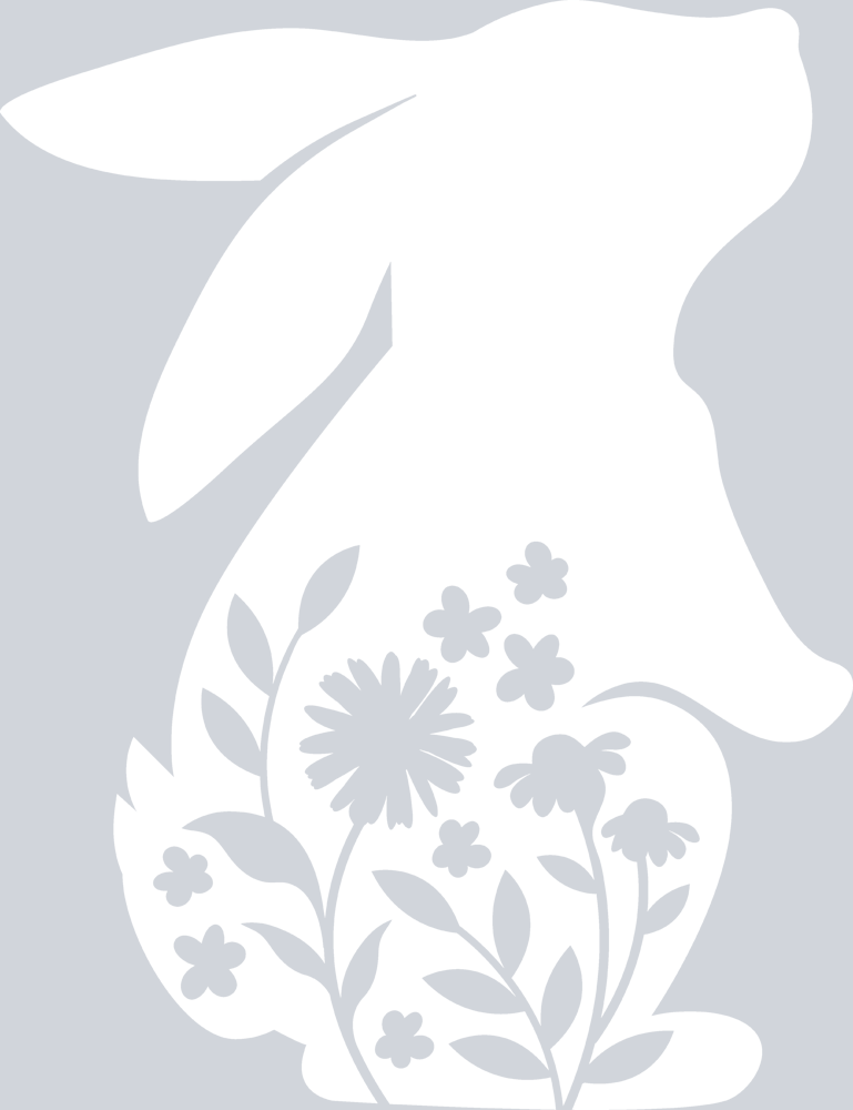 Bunny Silhouette Flowers White - STK01176