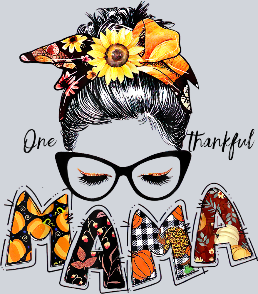 One Thankful Mama Messy Bun Sunflower - STK04643