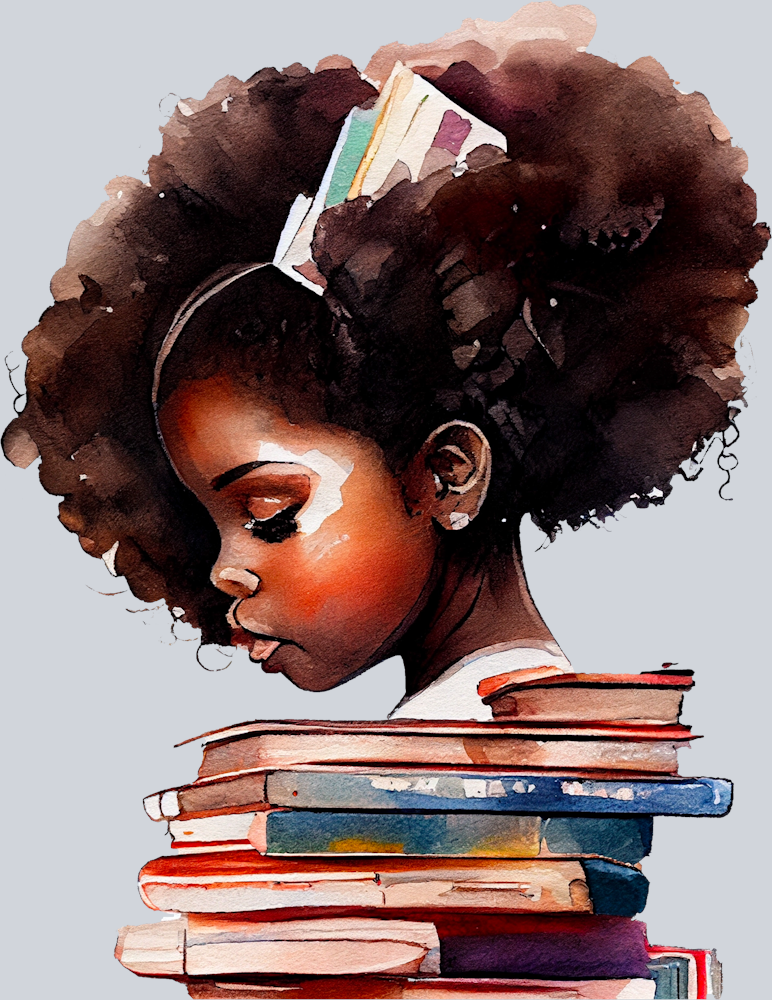 Black Girl And Books 4 - STK00621