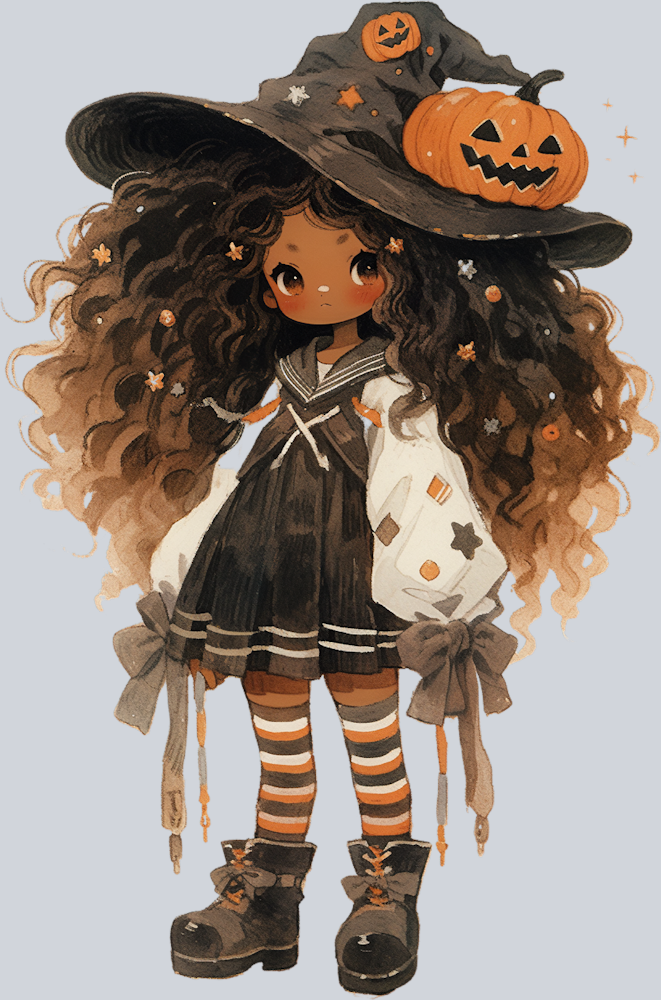 Halloween Black Girl Witch - STK02462