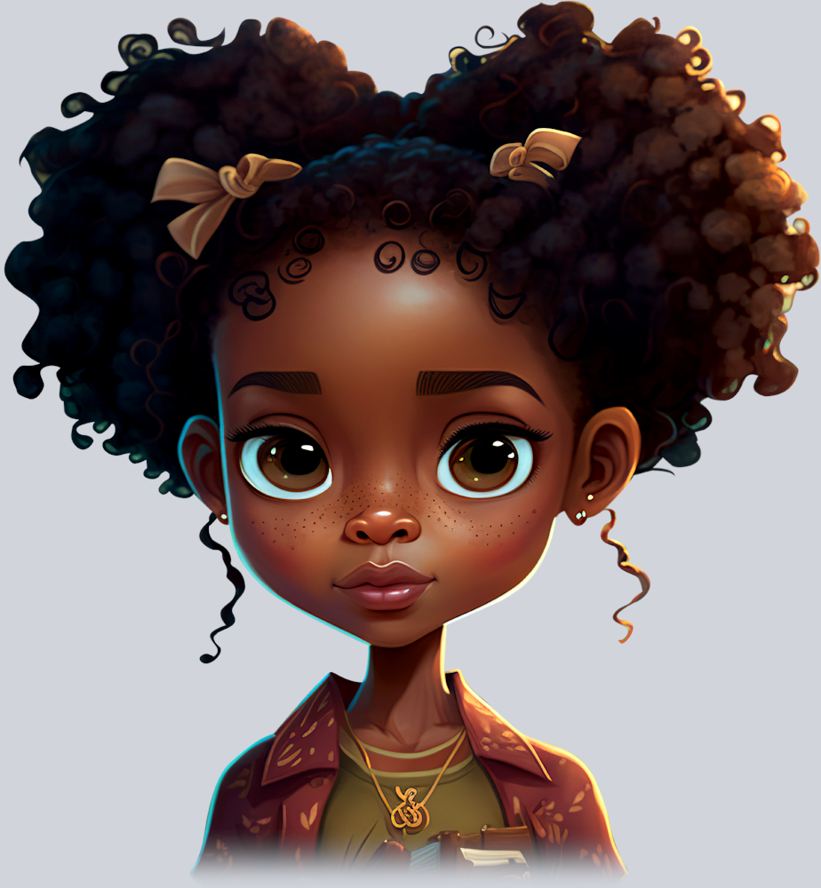 Black Girl Twin Messy Buns - STK00640