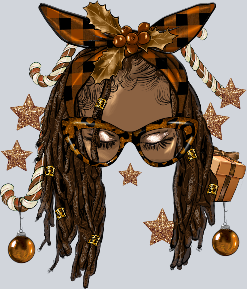 Melanin Christmas Afro Locs Messy Bun - STK04145