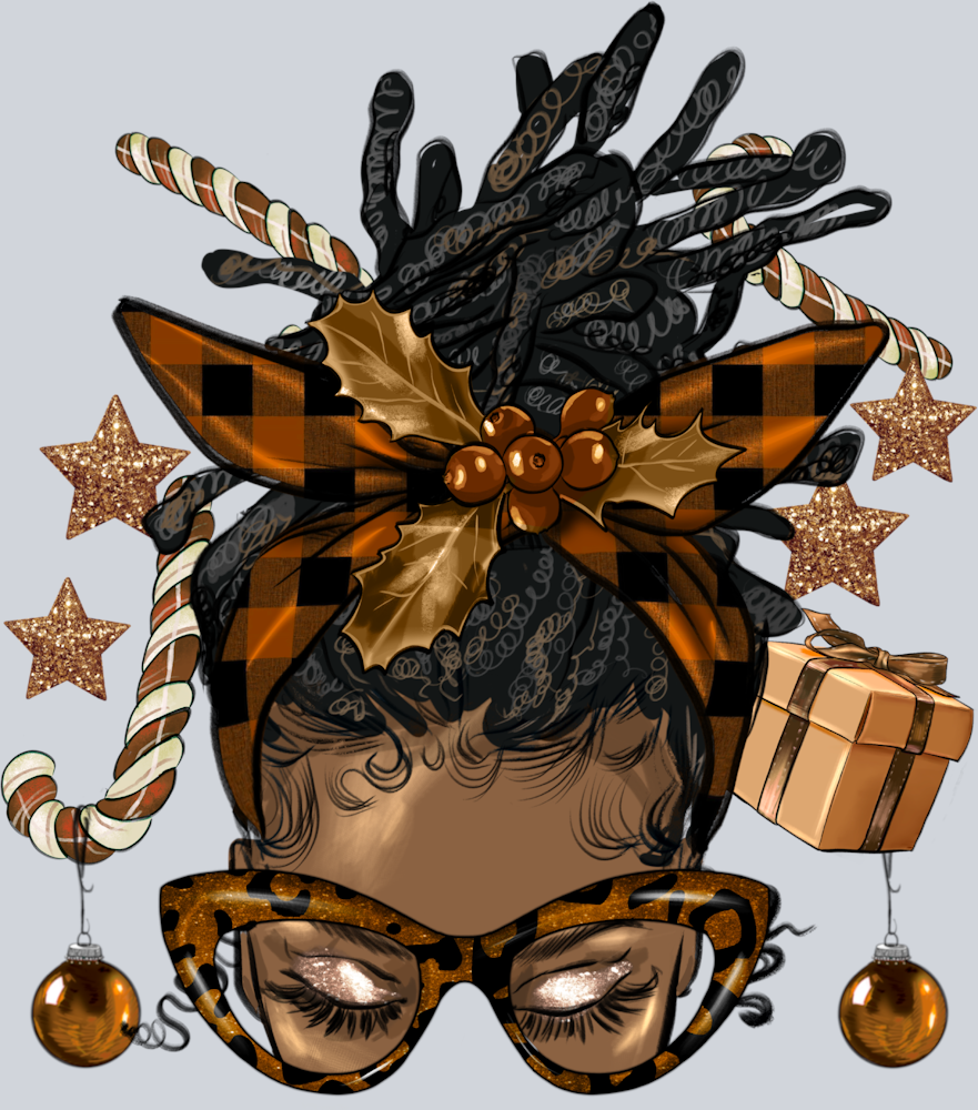 Melanin Christmas Afro Messy Bun Locs - STK04151