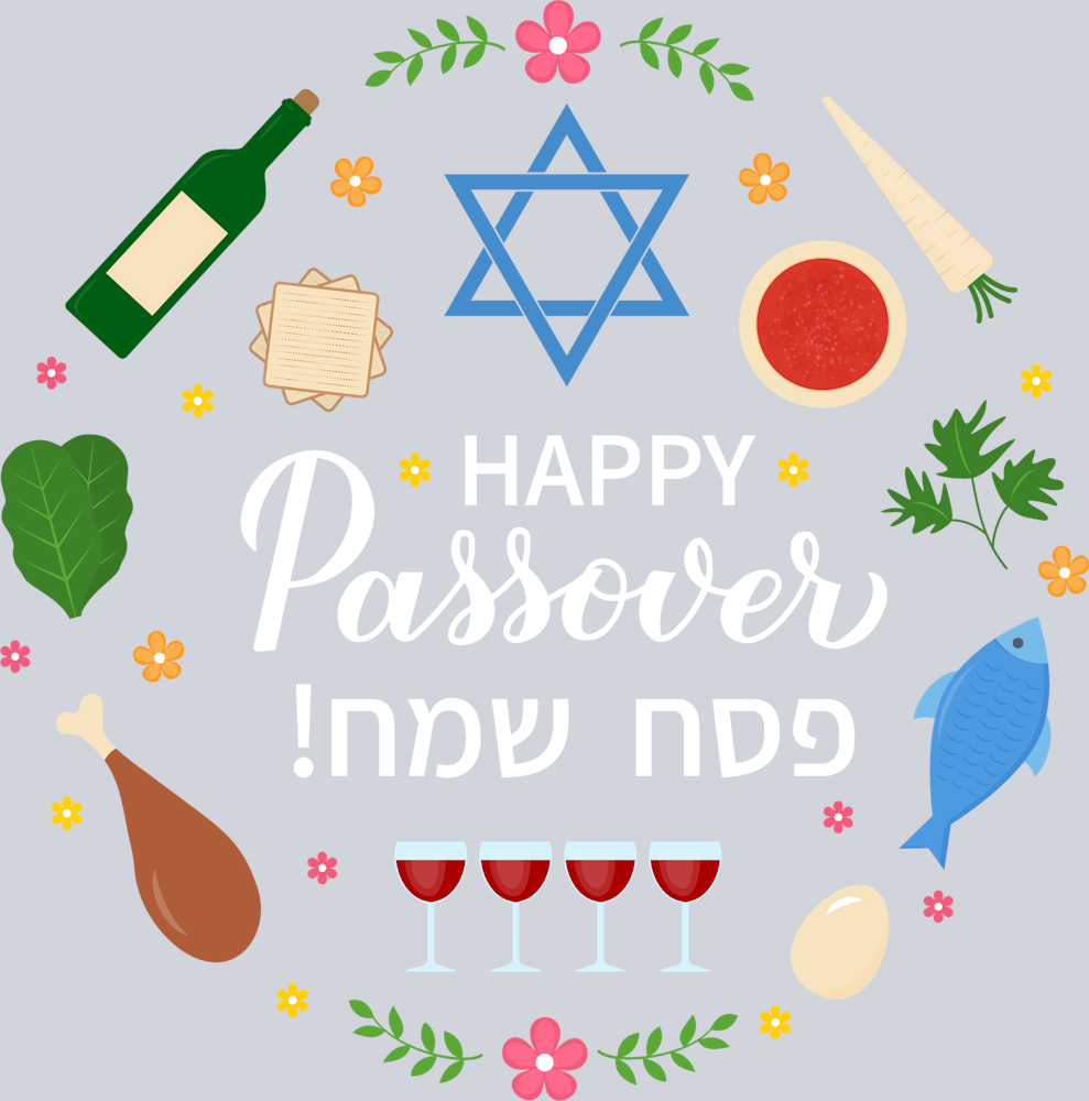 Happy Passover Circle White - STK02594