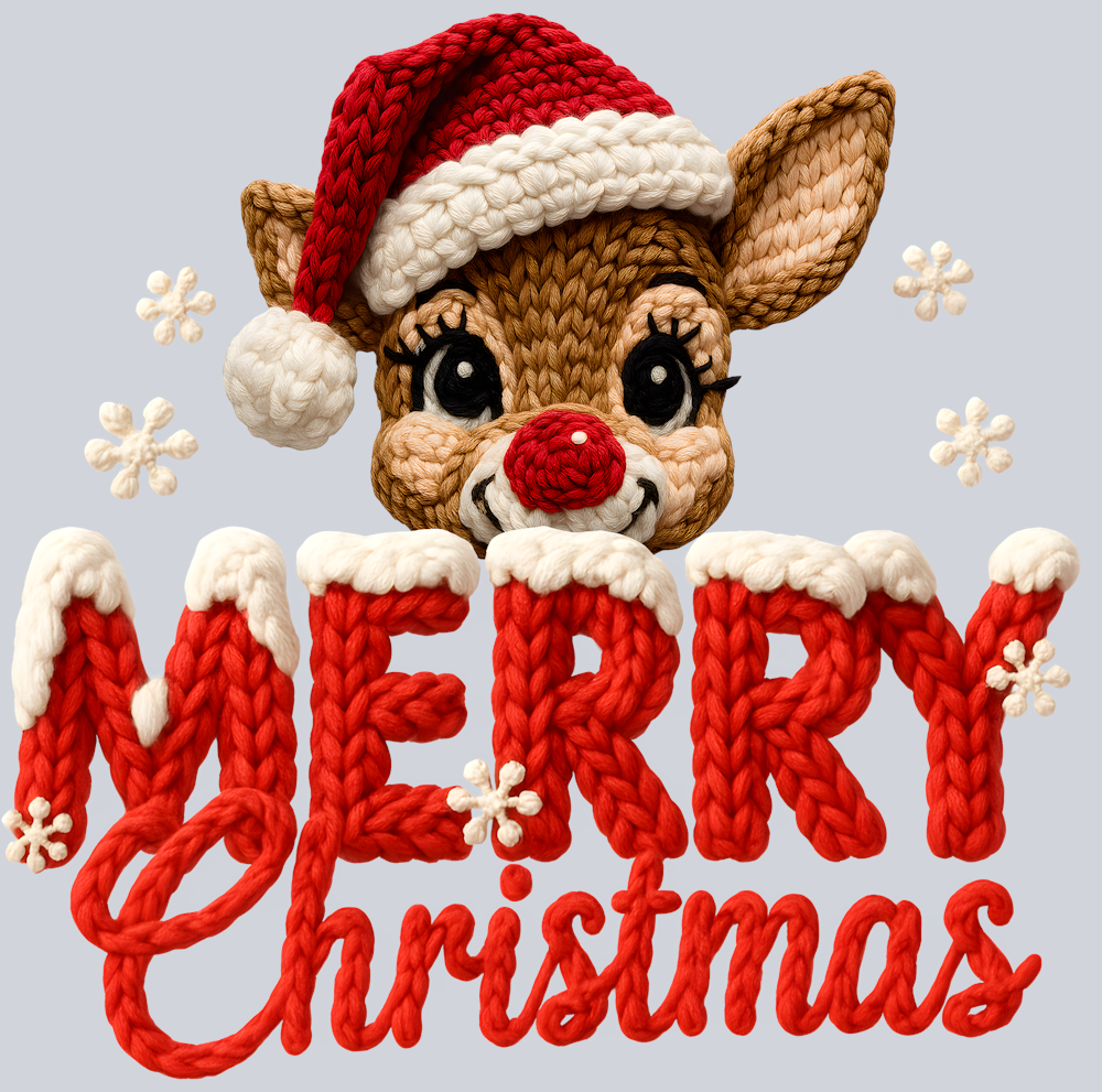 Faux Yarn Rudolph Merry Christmas - STK07508