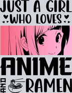 Anime Girl Loves Anime And Ramen Black - STK00264