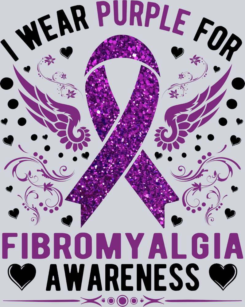 We Wear Purple Fibromyalgia Glitter Black - STK06395