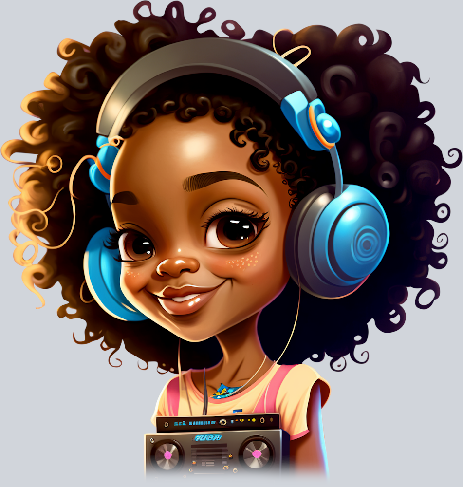 Black Girl With Headset - STK00641