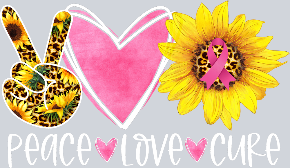 Breast Cancer Awareness Peace Love Cure 2 White - STK01148
