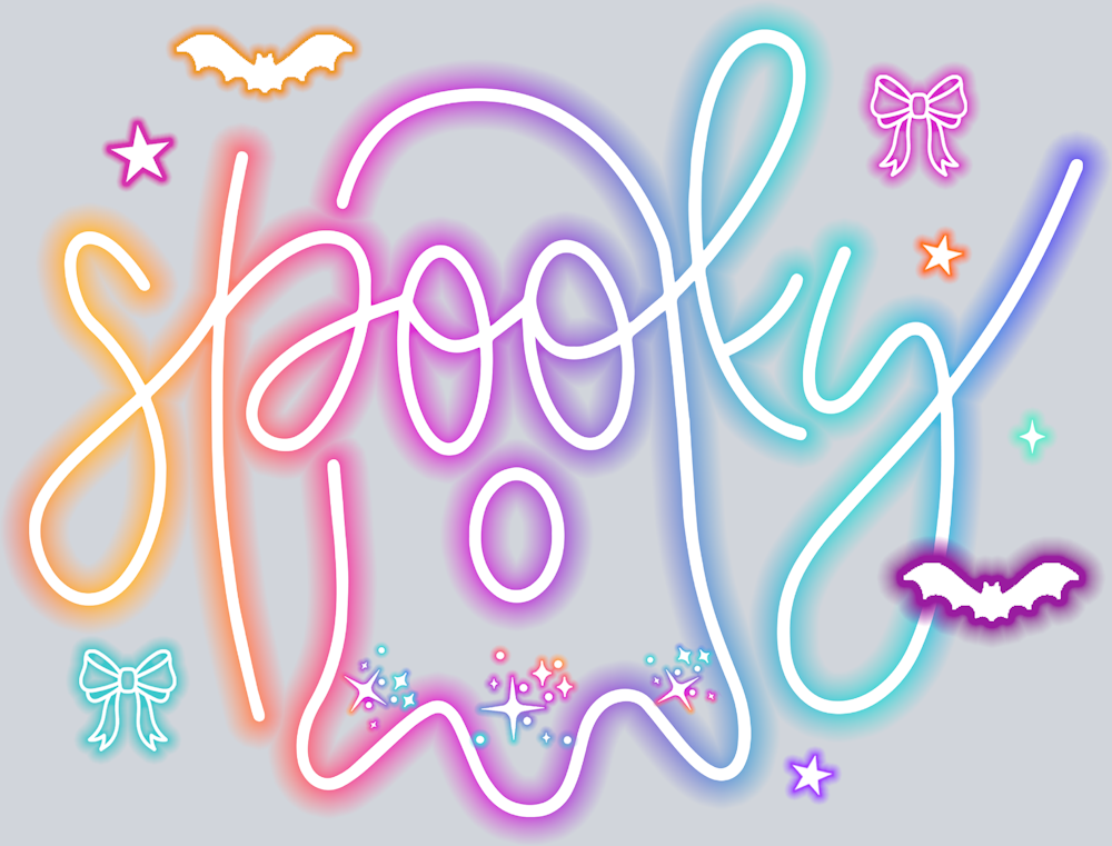 Cute Colorful Neon Sppoky Ghost - STK07288